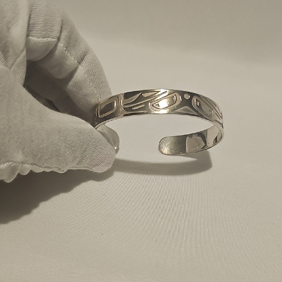 Silver Engraved Cuff Bracelet - Picture 1 of 11